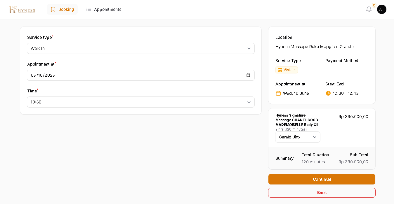 Booking Time
