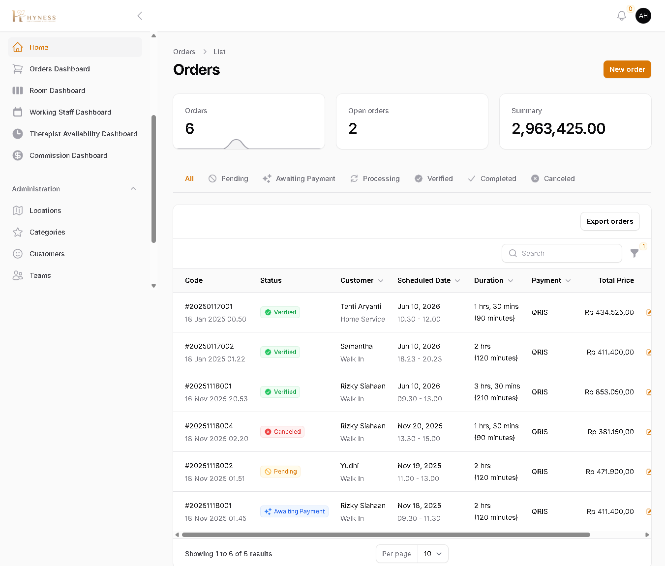 Manage Orders
